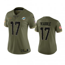Tröjor Miami Dolphins Jaylen Waddle 17 Olive 2022 Salute To Service Limited - Dame